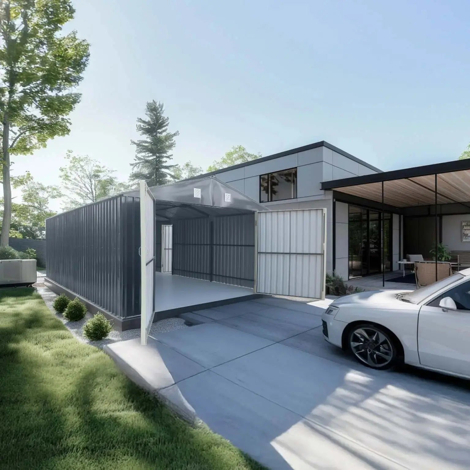 Pro Series 13' x 20' Metal Garage Shed with Double Front Doors and Side Entry Door, 8'6" Peak Height TMG-MS1320B - Image 4