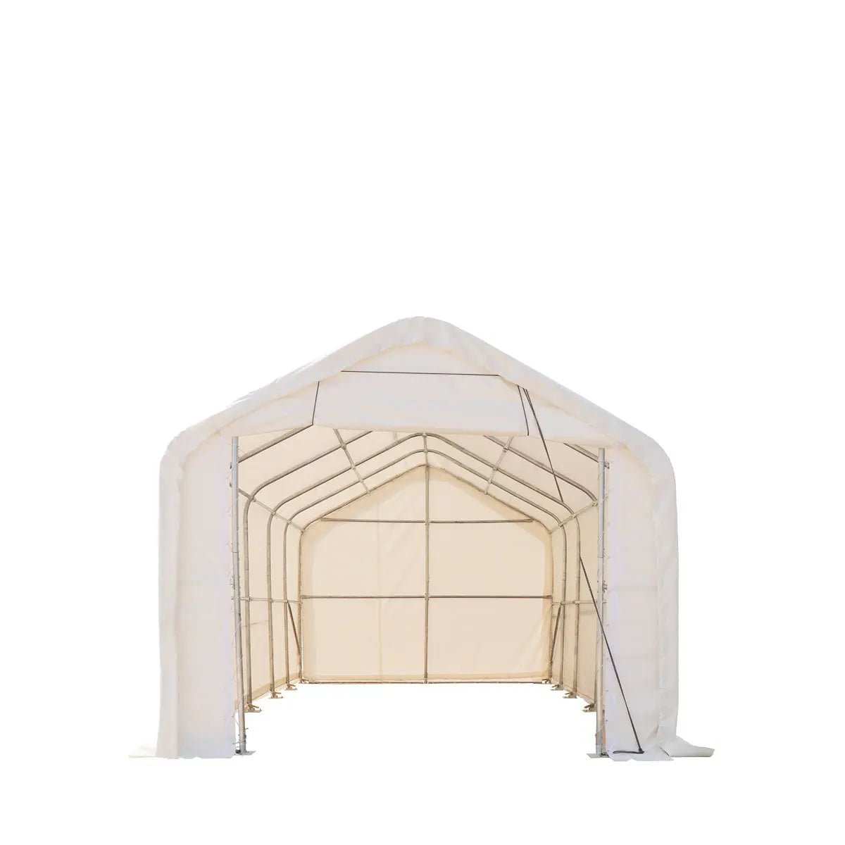 15’ x 25’ RV/Motorhome Storage Shelter, 17 oz PVC Fabric Cover, Front Roll-Up Door, Enclosed Rear Wall, 3-Layer Galvanized Steel Frame, 10’ Straight Sidewalls, TMG-ST1525 - Image 2