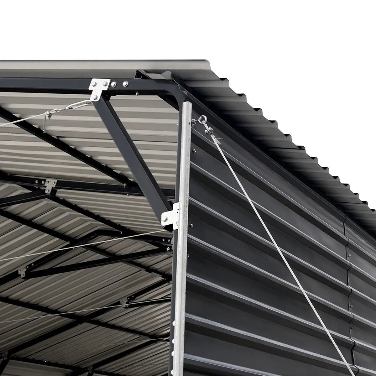 20’ x 20’ Metal Shed Carport, 10’ Enclosed Sidewalls, 400 Sq-Ft, 27 GA Corrugated Panels, TMG-MSC2020F - Image 10
