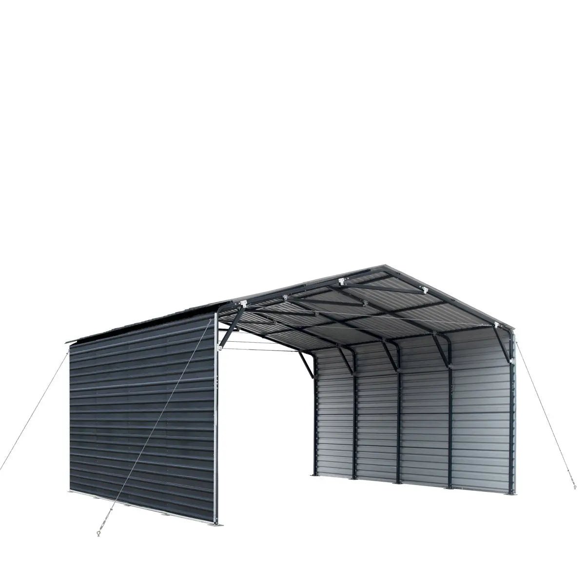 20’ x 20’ Metal Shed Carport, 10’ Enclosed Sidewalls, 400 Sq-Ft, 27 GA Corrugated Panels, TMG-MSC2020F - Image 3