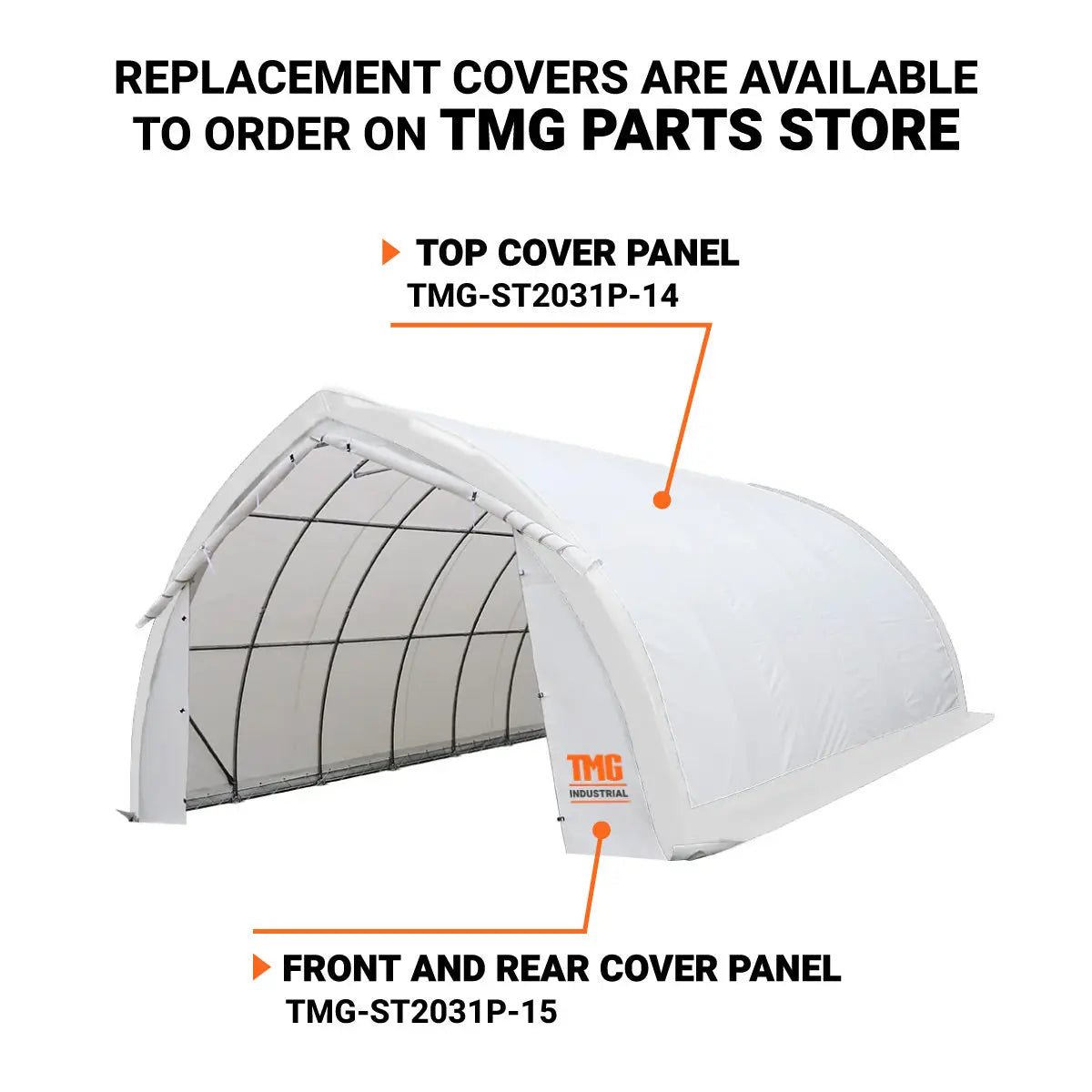 20' x 30' Arch Wall Peak Ceiling Storage Shelter with Heavy Duty 11 oz PE Cover & Drive Through Doors, TMG-ST2031P (Previously ST2030P) - Image 3