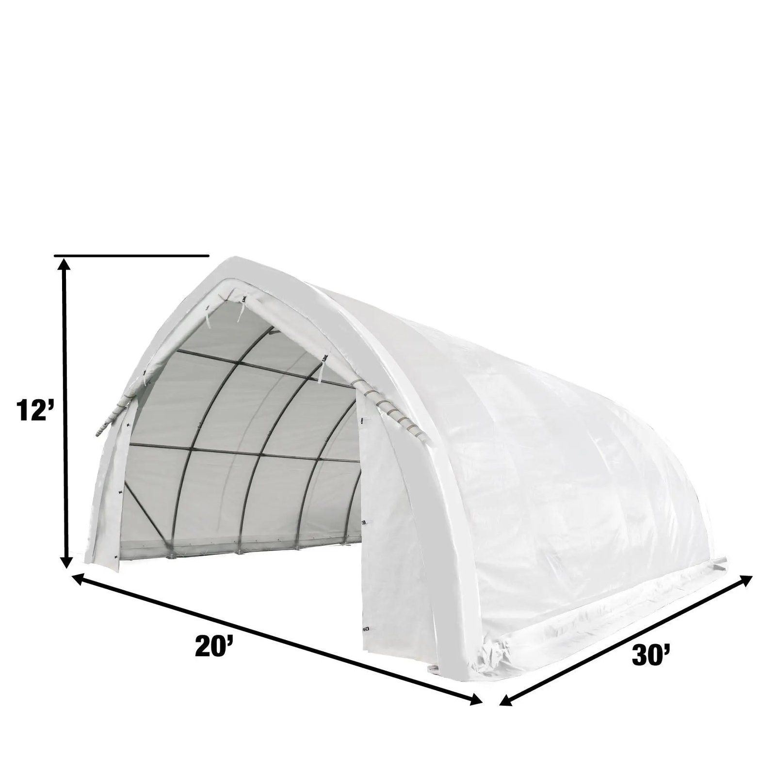 20' x 30' Arch Wall Peak Ceiling Storage Shelter with Heavy Duty 17 oz PVC Cover & Drive Through Doors, TMG-ST2031PV(Previously ST2030PV) - Image 11