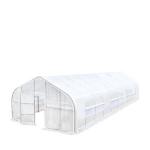 20’ x 50’ Tunnel Greenhouse Grow Tent w/12 Mil Ripstop Leno Mesh Cover, Cold Frame, Roll-up Windows, Peak Ceiling Roof, TMG-GH2050