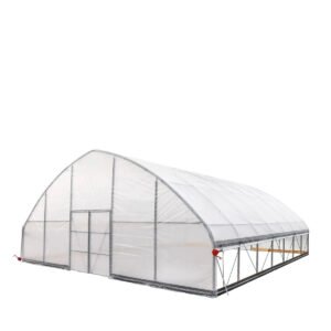 30’ x 30’ Tunnel Greenhouse Grow Tent w/6 Mil Clear EVA Plastic Film, Cold Frame, Hand Crank Roll-Up Sides, Peak Ceiling Roof, TMG-GH3030