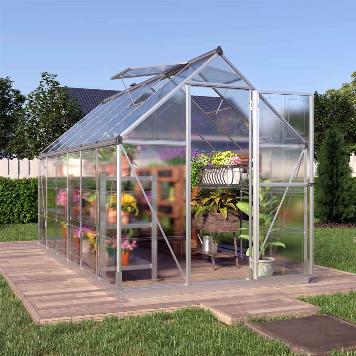6’ x 12’ Crystal Clear Greenhouse, Aluminum Frame, Integrated Gutter System, Roof Vents, TMG-GH612 - Image 2