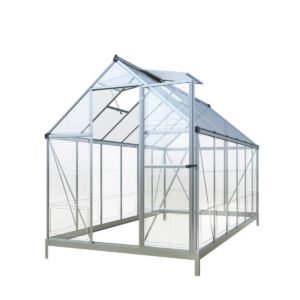 6’ x 12’ Crystal Clear Greenhouse, Aluminum Frame, Integrated Gutter System, Roof Vents, TMG-GH612