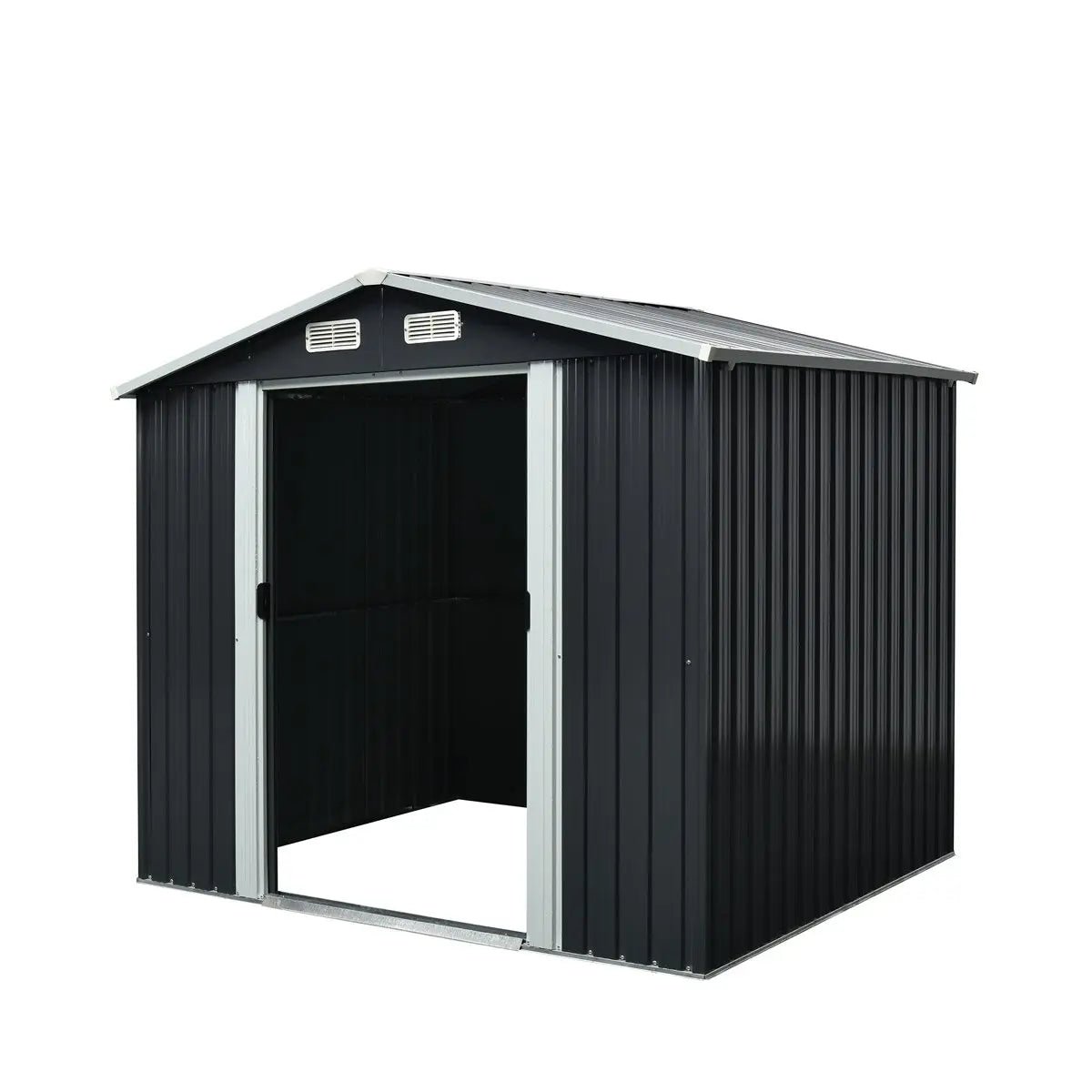 6’ x 8’ Galvanized Apex Roof Metal Shed, 29 GA Corrugated Metal, 67" Edge Height, TMG-MS0608 - Image 2