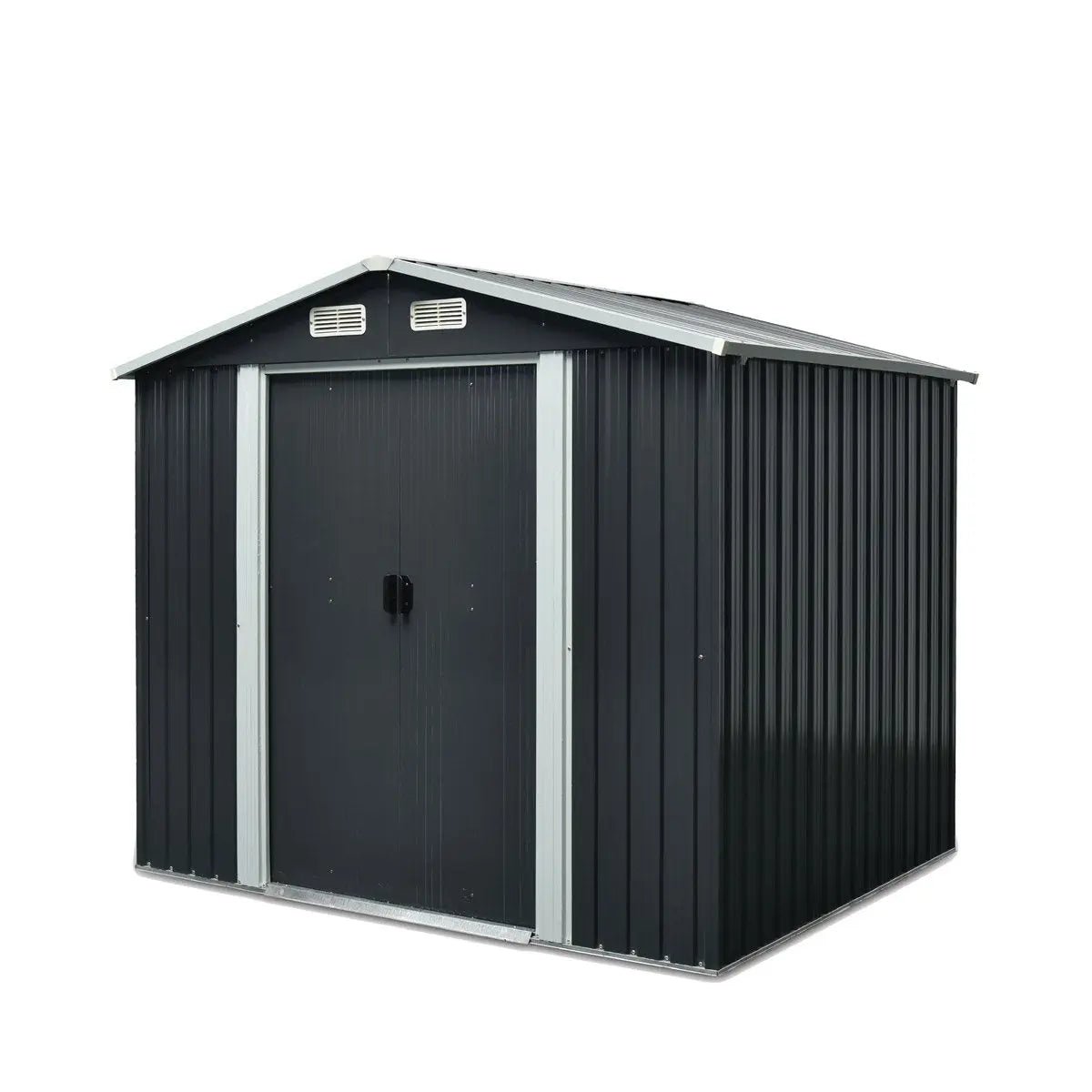 6’ x 8’ Galvanized Apex Roof Metal Shed, 29 GA Corrugated Metal, 67" Edge Height, TMG-MS0608