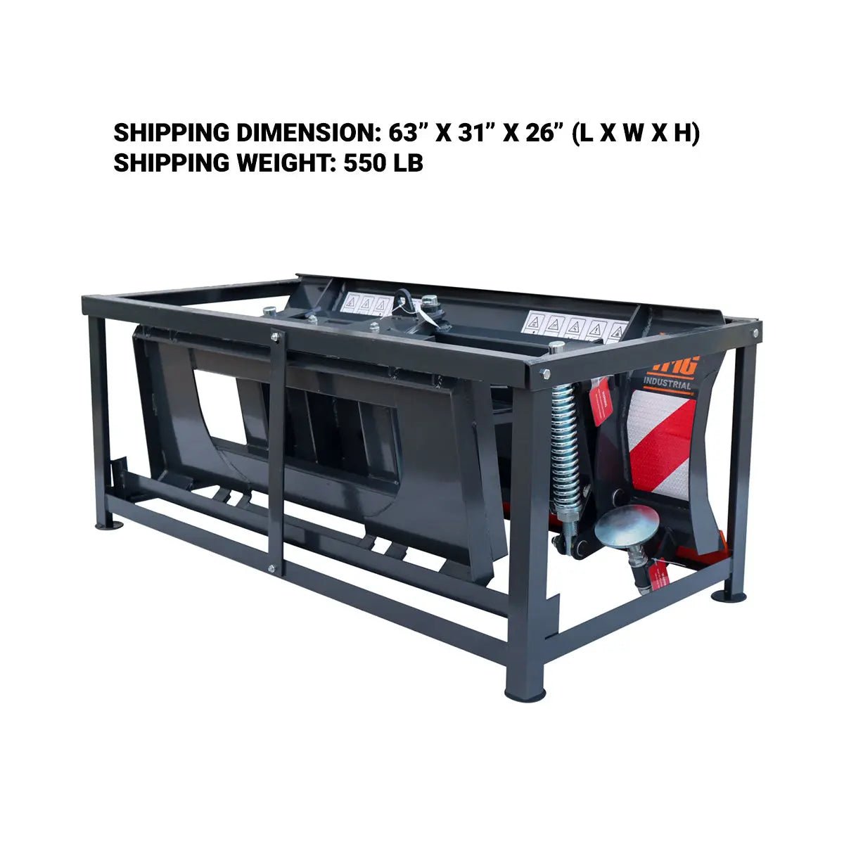 60" Skid Steer Dozer Blade/Snow Pusher, 30° Left & Right, Bolt-On Cutting Edge, Adjustable Skid Shoes, Universal Quick Mount, TMG-DB60 - Image 3