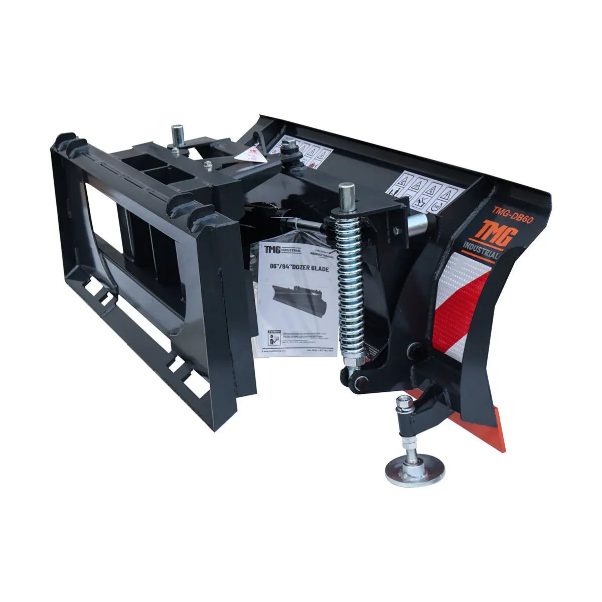 60" Skid Steer Dozer Blade/Snow Pusher, 30° Left & Right, Bolt-On Cutting Edge, Adjustable Skid Shoes, Universal Quick Mount, TMG-DB60 - Image 7