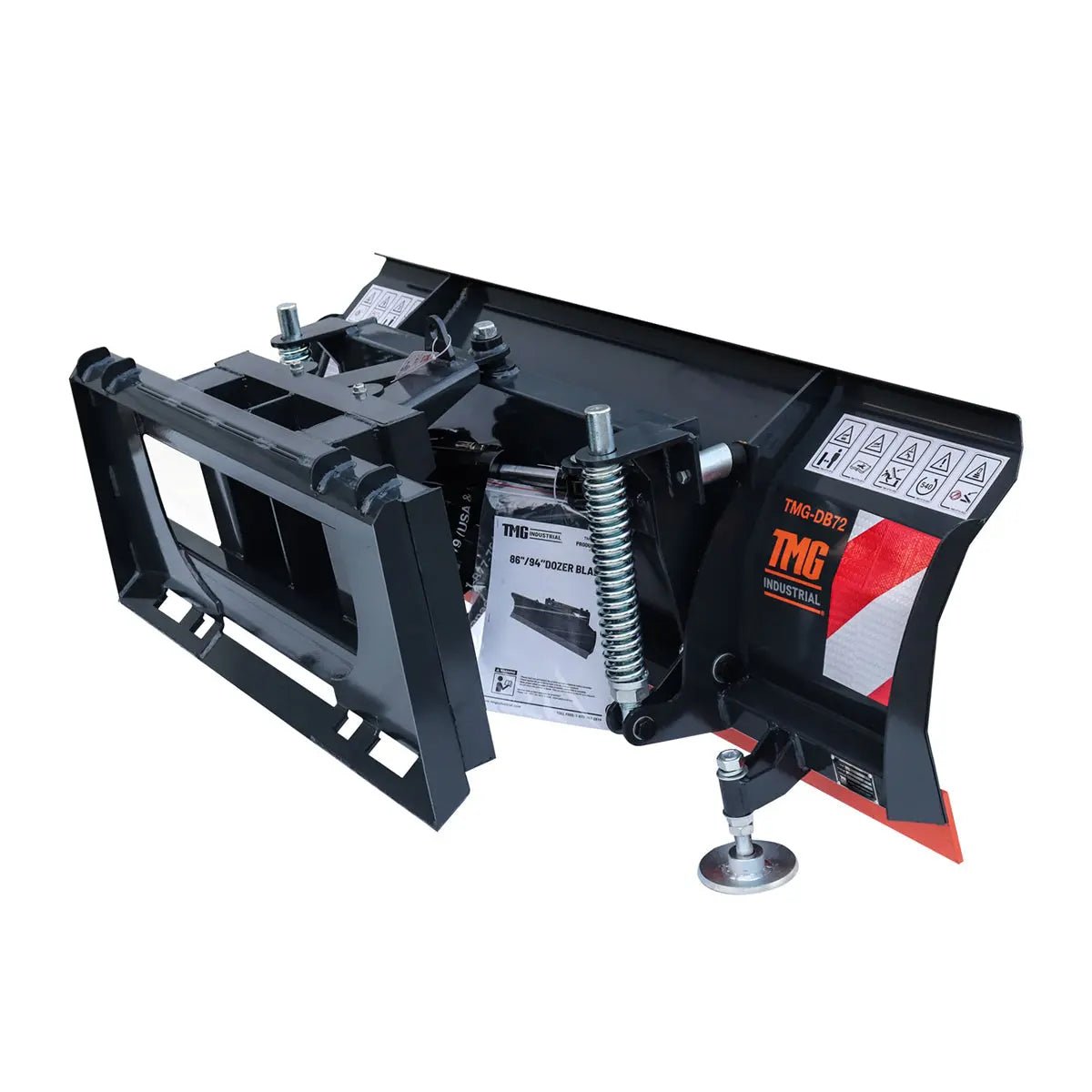 72" Skid Steer Dozer Blade/Snow Pusher, 30° Left & Right, Bolt-On Cutting Edge, Adjustable Skid Shoes, Universal Quick Mount, TMG-DB72 - Image 4