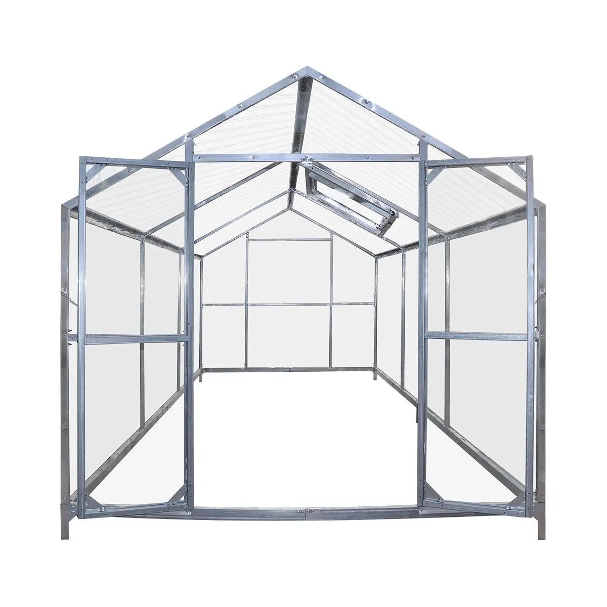 8' x 10' Greenhouse with Galvanized Steel Frame, Polycarbonate Twin-Wall Roof and Crystal-Clear Solid Walls TMG-GH811 - Image 2