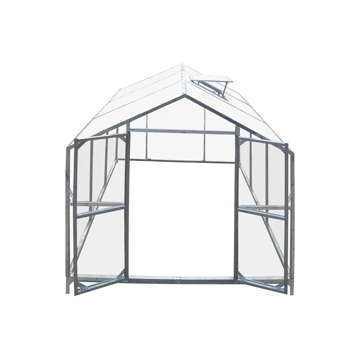 8' x 10' Greenhouse with Galvanized Steel Frame, Polycarbonate Twin-Wall Roof and Crystal-Clear Solid Walls TMG-GH811 - Image 5