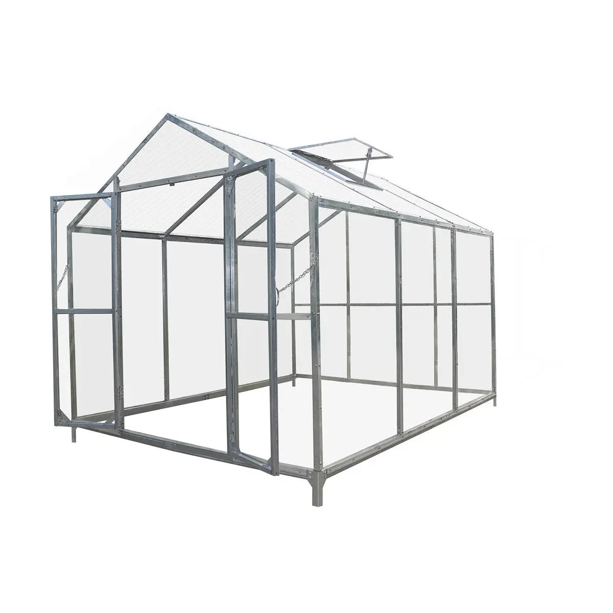 8' x 10' Greenhouse with Galvanized Steel Frame, Polycarbonate Twin-Wall Roof and Crystal-Clear Solid Walls TMG-GH811 - Image 7