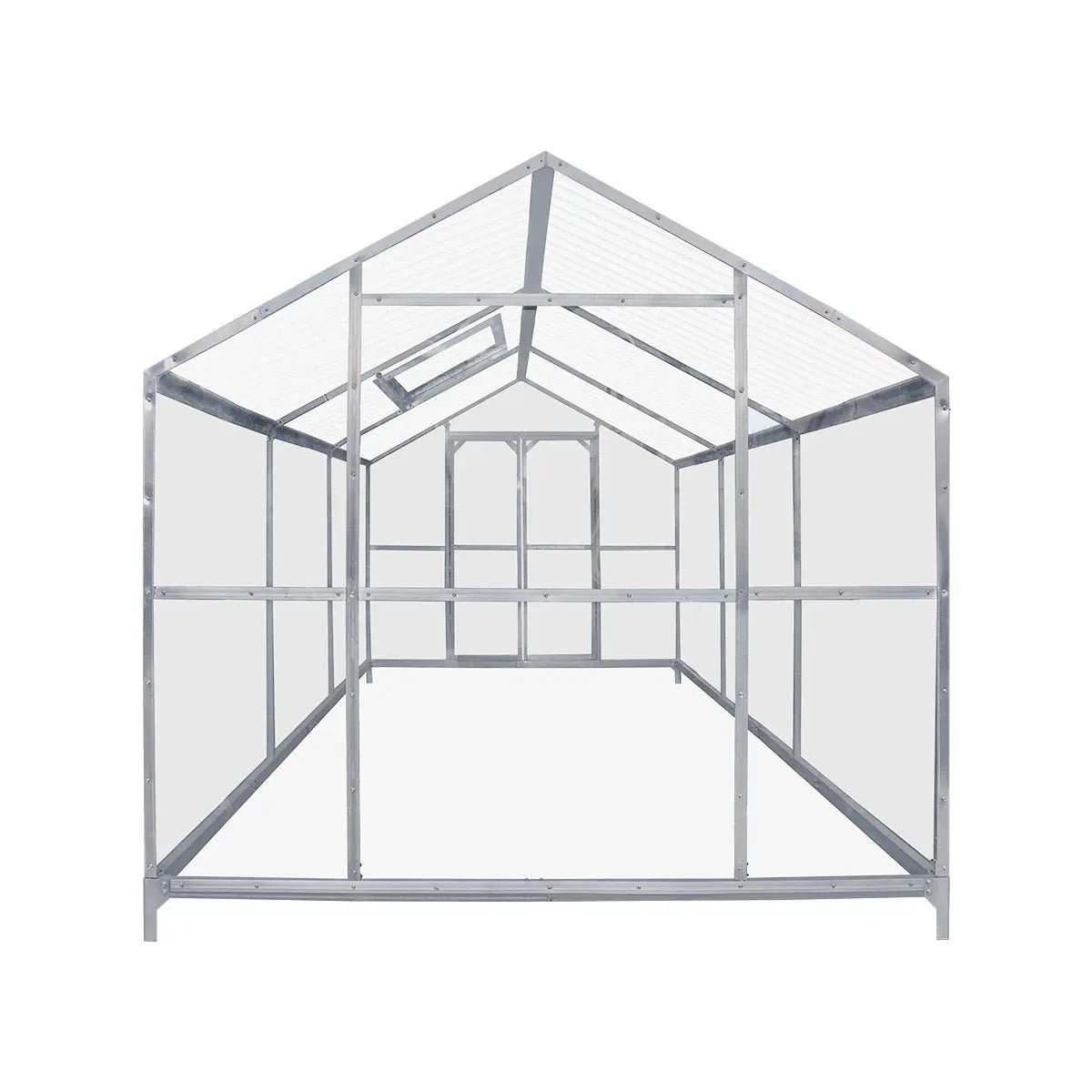 8' x 10' Greenhouse with Galvanized Steel Frame, Polycarbonate Twin-Wall Roof and Crystal-Clear Solid Walls TMG-GH811 - Image 9