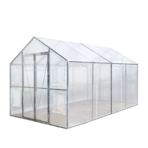 8’ x 13’ Greenhouse Grow Tent w/20 Mil Ripstop Leno Mesh PVC Cover, Galvanized Steel Frame, Roll-up Windows, TMG-GH813