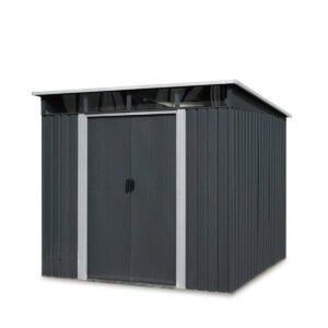 8’ x 9’ Galvanized Metal Pent Shed w/Skylight, 29 GA Corrugated Metal, 80" Peak Ceiling, TMG-MS0809P