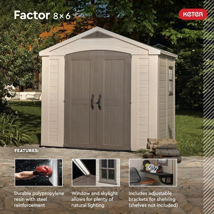 Factor 8 ft. W x 6 ft. D Plastic Storage Shed - Image 11