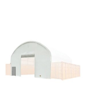 Front & Back End Wall Kit, Custom Cut for TMG-DT4041C Dual Truss Container Shelter, Front Winch Roll-up Door, Steel Man Door, 21 oz PVC, TMG-DT40CFB