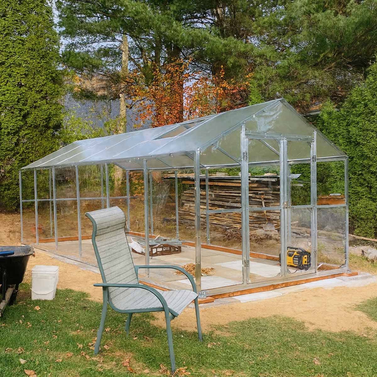 8' x 10' Greenhouse with Galvanized Steel Frame, Polycarbonate Twin-Wall Roof and Crystal-Clear Solid Walls TMG-GH811 - Image 4