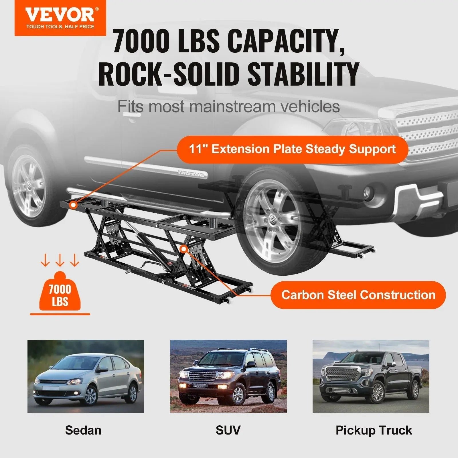 26.8" Auto Lift for Trucks, 7000 lbs Capacity, Heavy-Duty Carbon Steel, Shop & Garage Use, DOBA-ALT7000 - Image 2