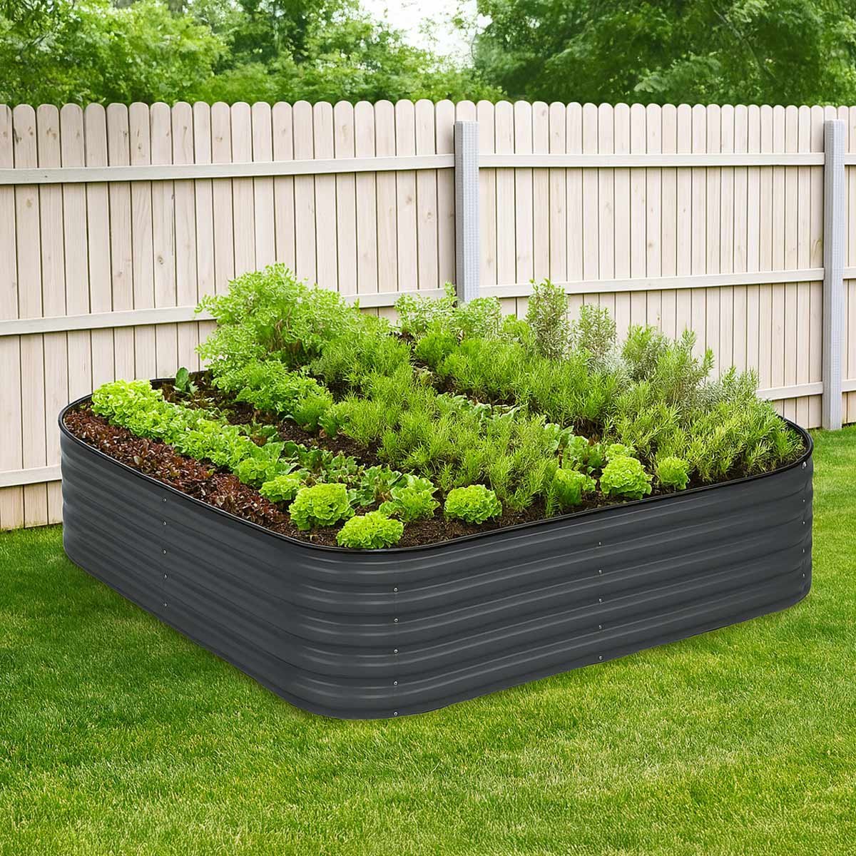 Metal Raised Garden Bed Kit, 9-In-1 Modular Design, 18" Tall, Galvanized & Powder Coated, Rubber Edging, TMG-MGB96 - Image 2
