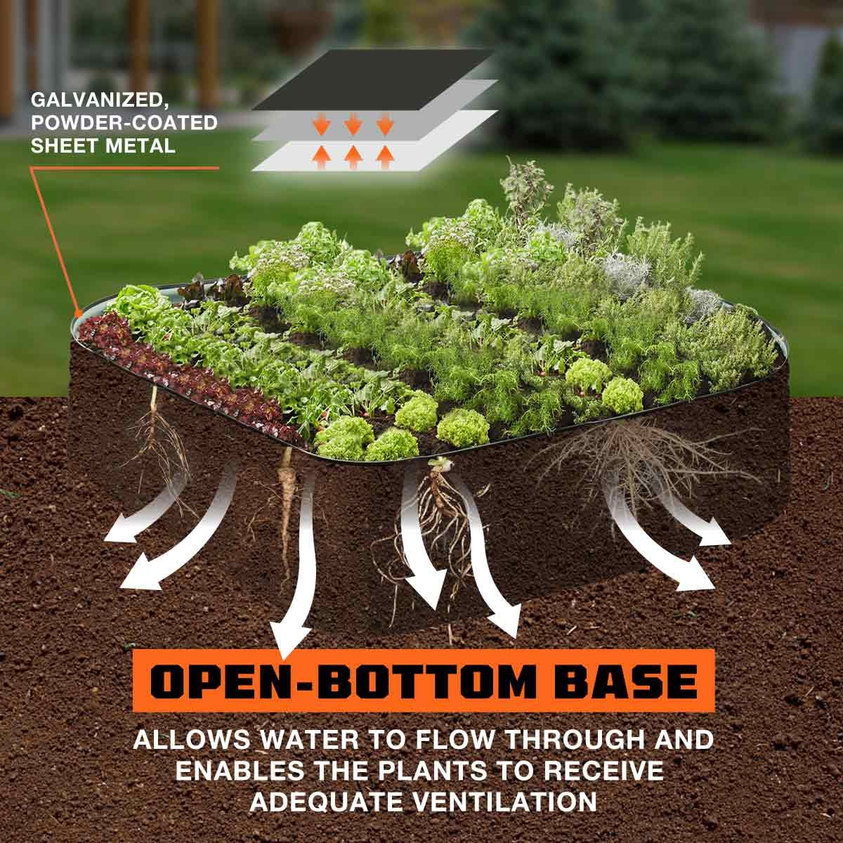 Metal Raised Garden Bed Kit, 9-In-1 Modular Design, 18" Tall, Galvanized & Powder Coated, Rubber Edging, TMG-MGB96 - Image 5