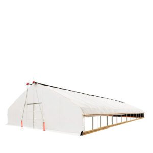 Pro Series 30’ x 60’ Light Deprivation Two Layer Cover Greenhouse Grow Tent, 6-mil Blackout Tarp and Clear Film, Cold Frame, Hand Crank Roll-Up Sides, Peak Ceiling Roof, TMG-GHD3060