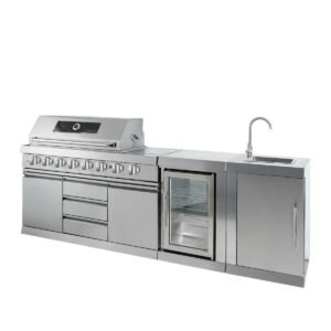Stainless Steel Outdoor Kitchen, 6 Main Burners, Rear Burner, Side Burner, Integrated Sink & Refrigerator, CSA/CE Certified, TMG-LKS08