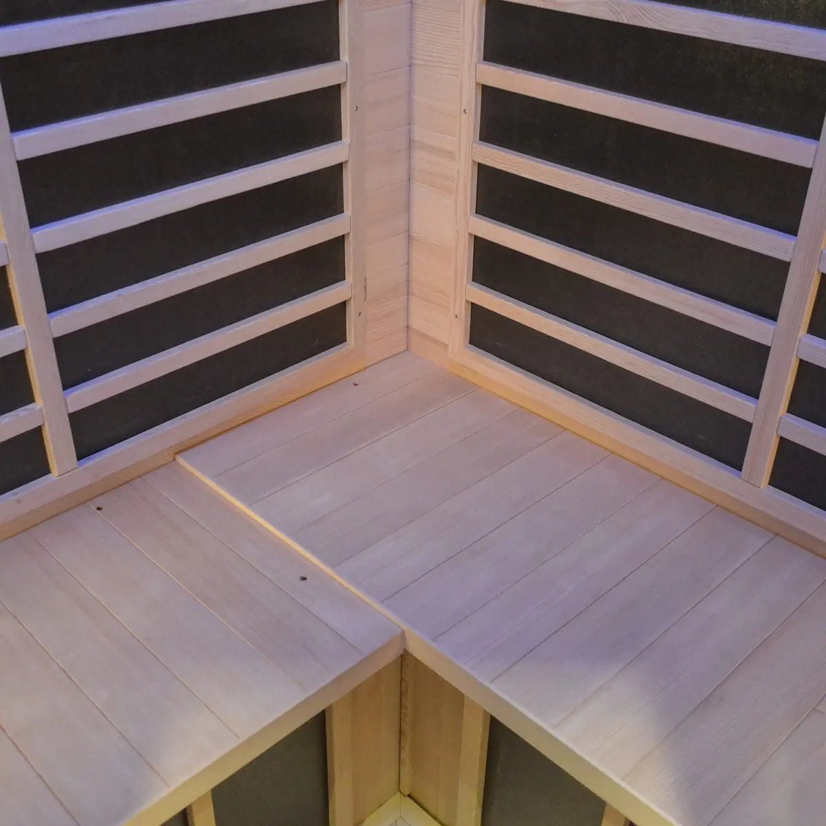 TMG LIVING 3 Person Corner Indoor FAR Infrared Sauna Room, Natural Canadian Hemlock, Bluetooth Speakers, Tempered Glass Door, TMG-LSN40 - Image 10