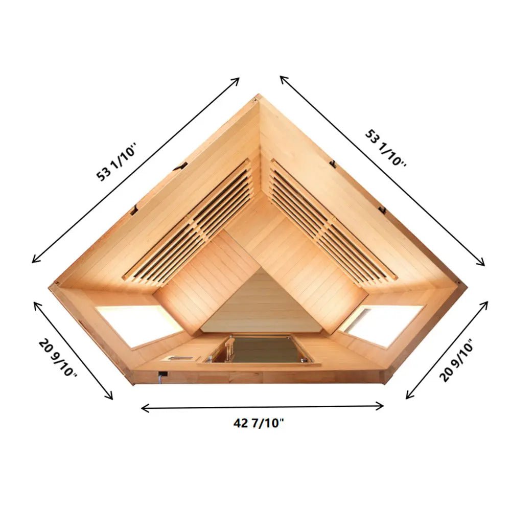 TMG LIVING 3 Person Corner Indoor FAR Infrared Sauna Room, Natural Canadian Hemlock, Bluetooth Speakers, Tempered Glass Door, TMG-LSN40 - Image 3