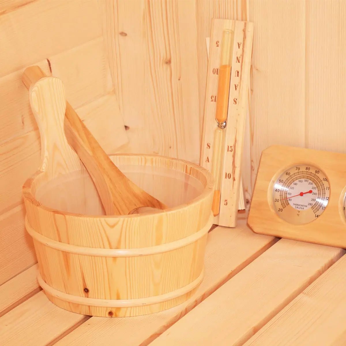 TMG LIVING Outdoor White Pine Barrel Sauna, Three Person, Tempered Glass Door, TMG-LSN41 - Image 3