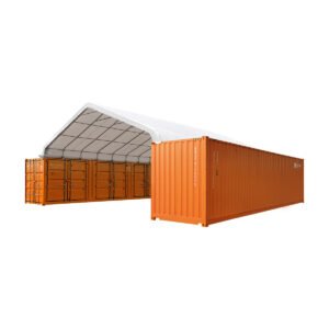 30' x 40' Peaked Roof Container Shelter with 11 oz PE Tarpaulin, 7' Ceiling Height,TMG-ST3040C