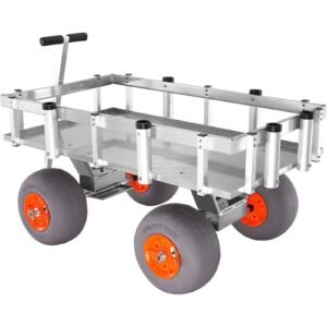500 lbs Beach Fishing Cart, 13" PU Balloon Tires, Heavy-Duty Aluminum Frame, 6 Rod Holders, DOBA-MC500