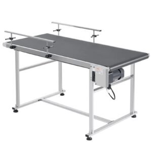 59" x 23.6" Motorized Belt Conveyor, Stainless Steel Frame, Adjustable Speed, Anti-Static PVC Belt, DOBA-CB59
