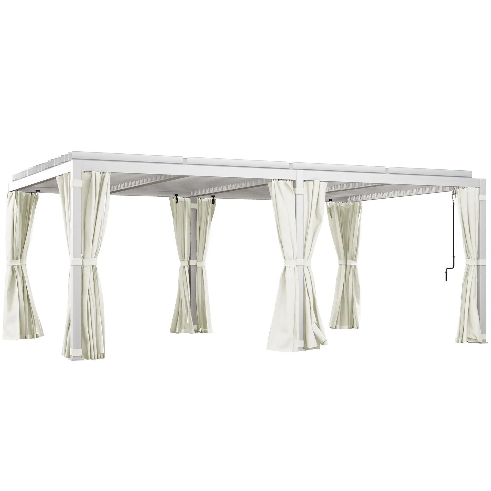 12' x 19' Aluminum Pergola, 2 Adjustable Louvred Roofs, Curtains & Nettings, UV-Fighting & Waterproof, DOBA-PC1219 - Image 2