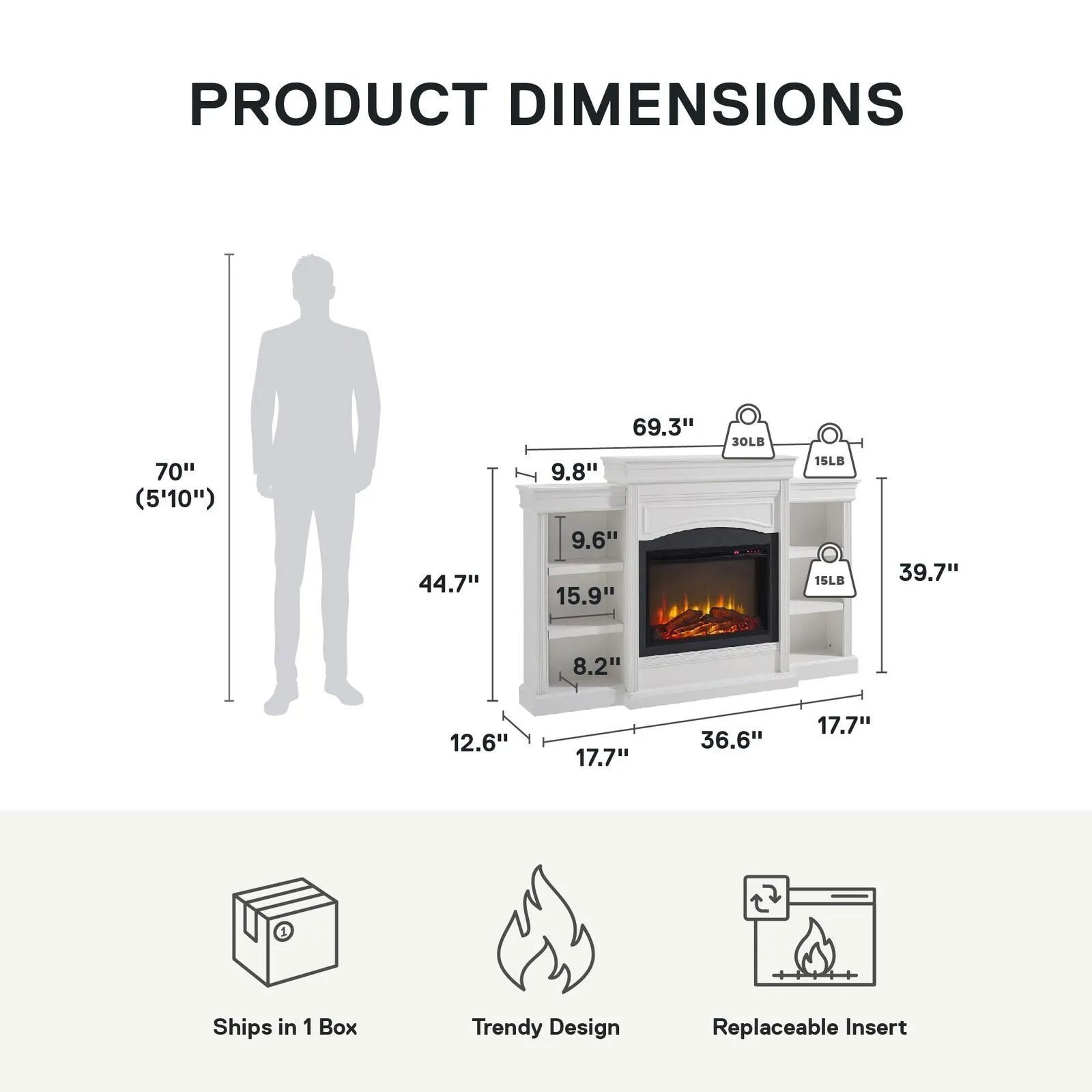 Ameriwood Home Lamont Mantel Fireplace - Image 5
