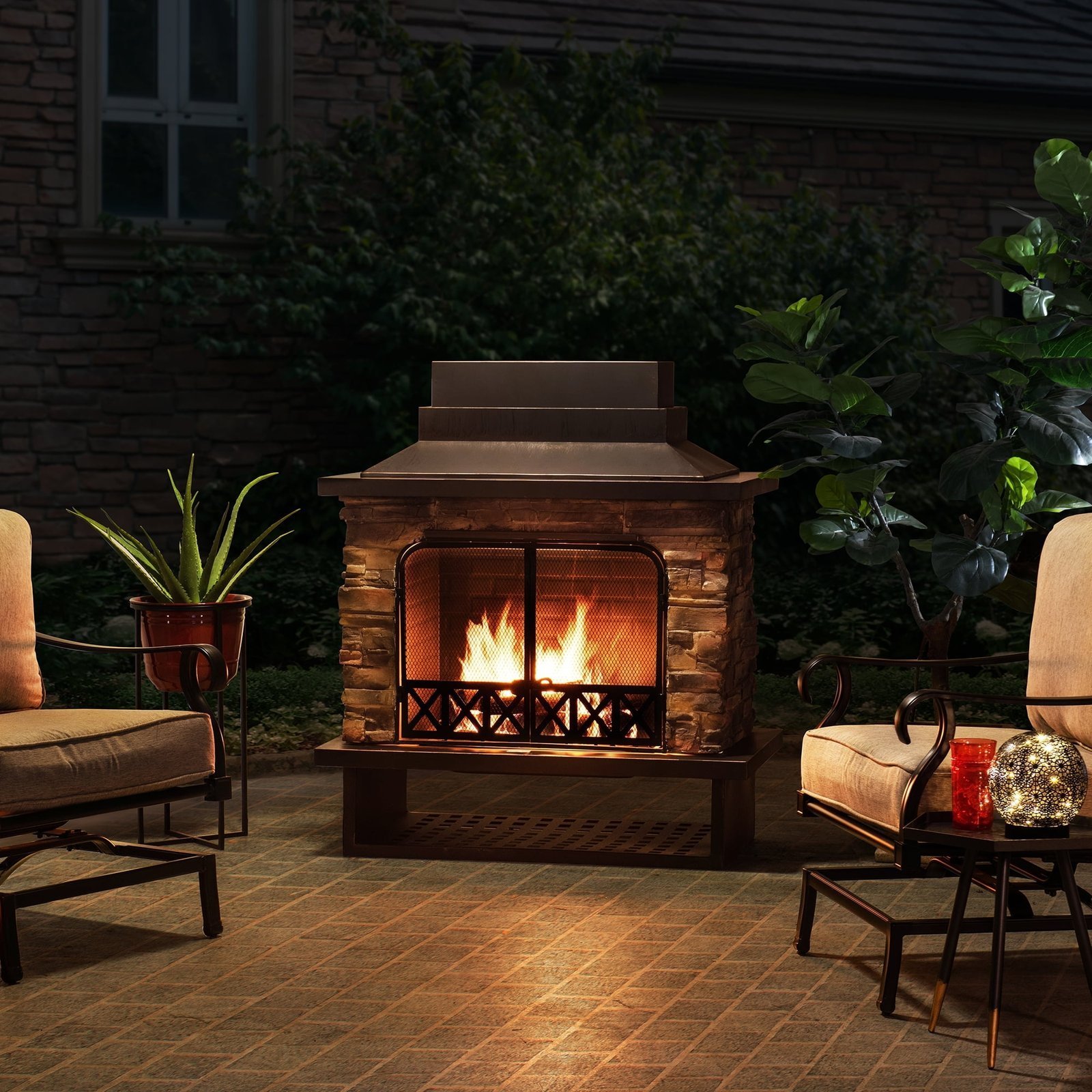 Sunjoy Farmington Wood Burning Fireplace - Image 2