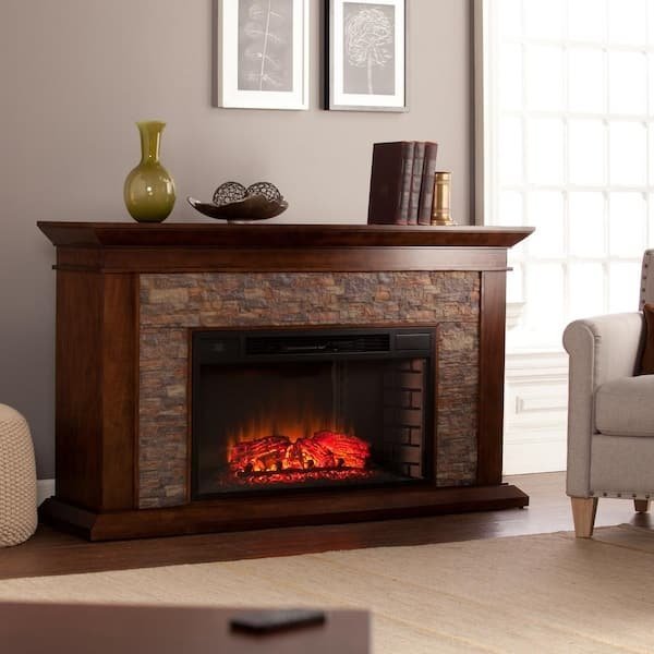 Unbranded Null Ithaca 60 In. W Simulated Stone Electric Fireplace - Image 2