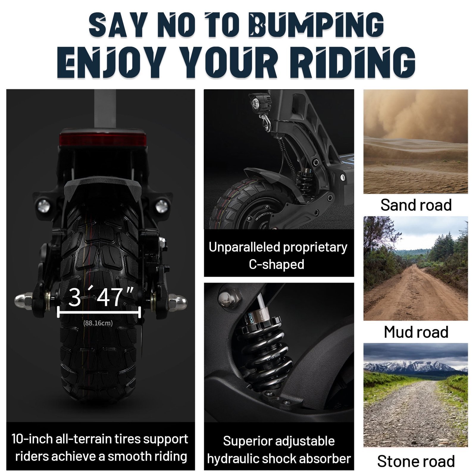 M YUME SCOOTER Hawk Dual Motor Electric Scooters for Adults 2400W 43MPH 43Miles Long Rang E-Scooter - Image 6