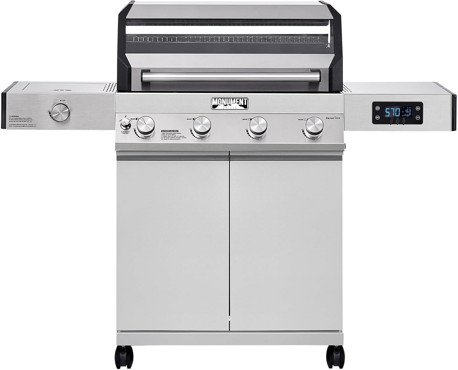 Monument Grills Eminence 405 |Tech Stainless Propane Gas Grill Eminence 405 & Cast Iron Cooking Plate