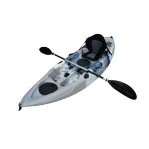 Brooklyn Kayak UH-FK184-GRY 9 ft. 2 in. Sit on Top Single Fishing Kayak Seat And Paddle – Grey Camo