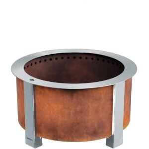X Series 28 Inch Round Corten Steel Wood-Burning Fire Pit in Stainless Steel by Breeo