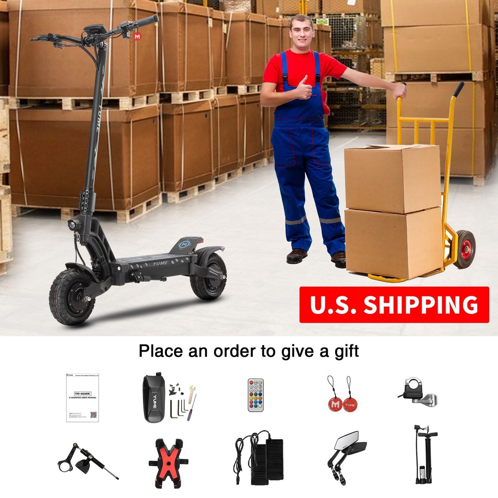 M YUME SCOOTER Hawk Dual Motor Electric Scooters for Adults 2400W 43MPH 43Miles Long Rang E-Scooter - Image 4