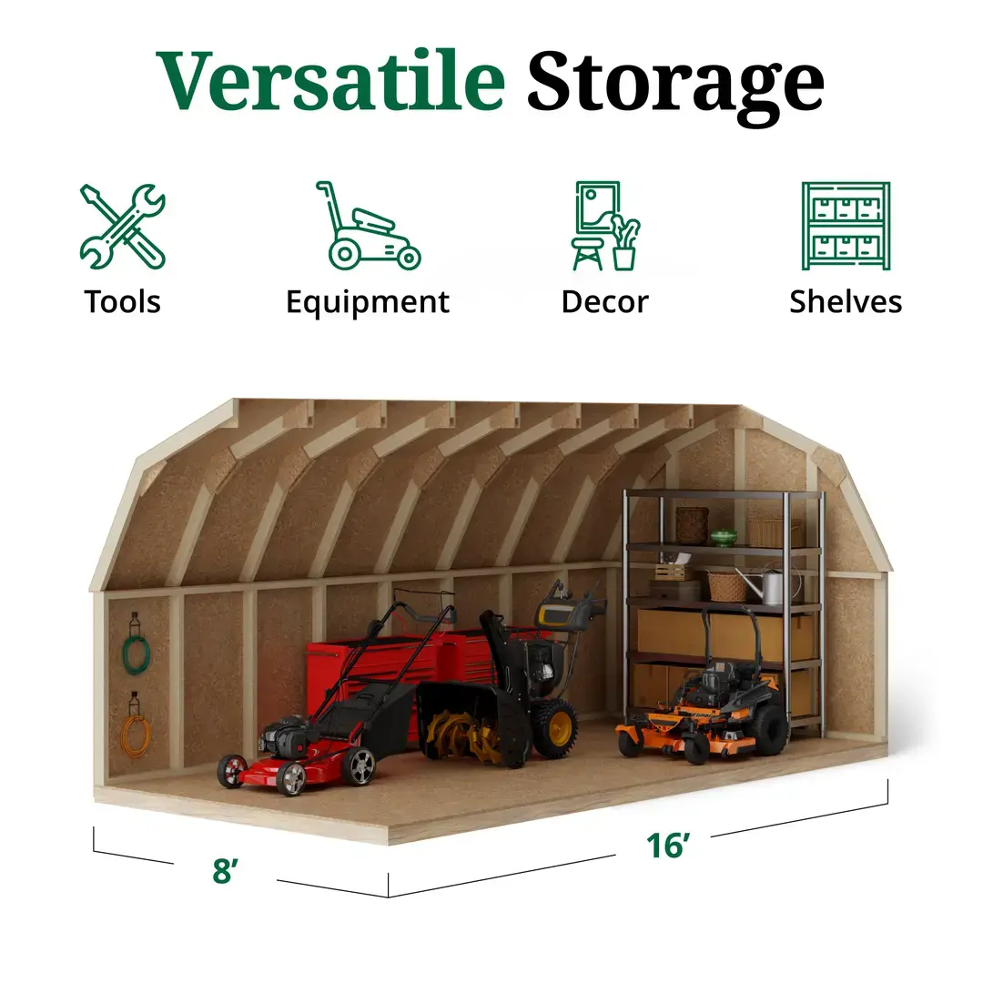 Little Cottage Co. 8 x 16 Foot Value Gambrel Barn with 4 Foot Sidewalls – Precut Kit - Image 7