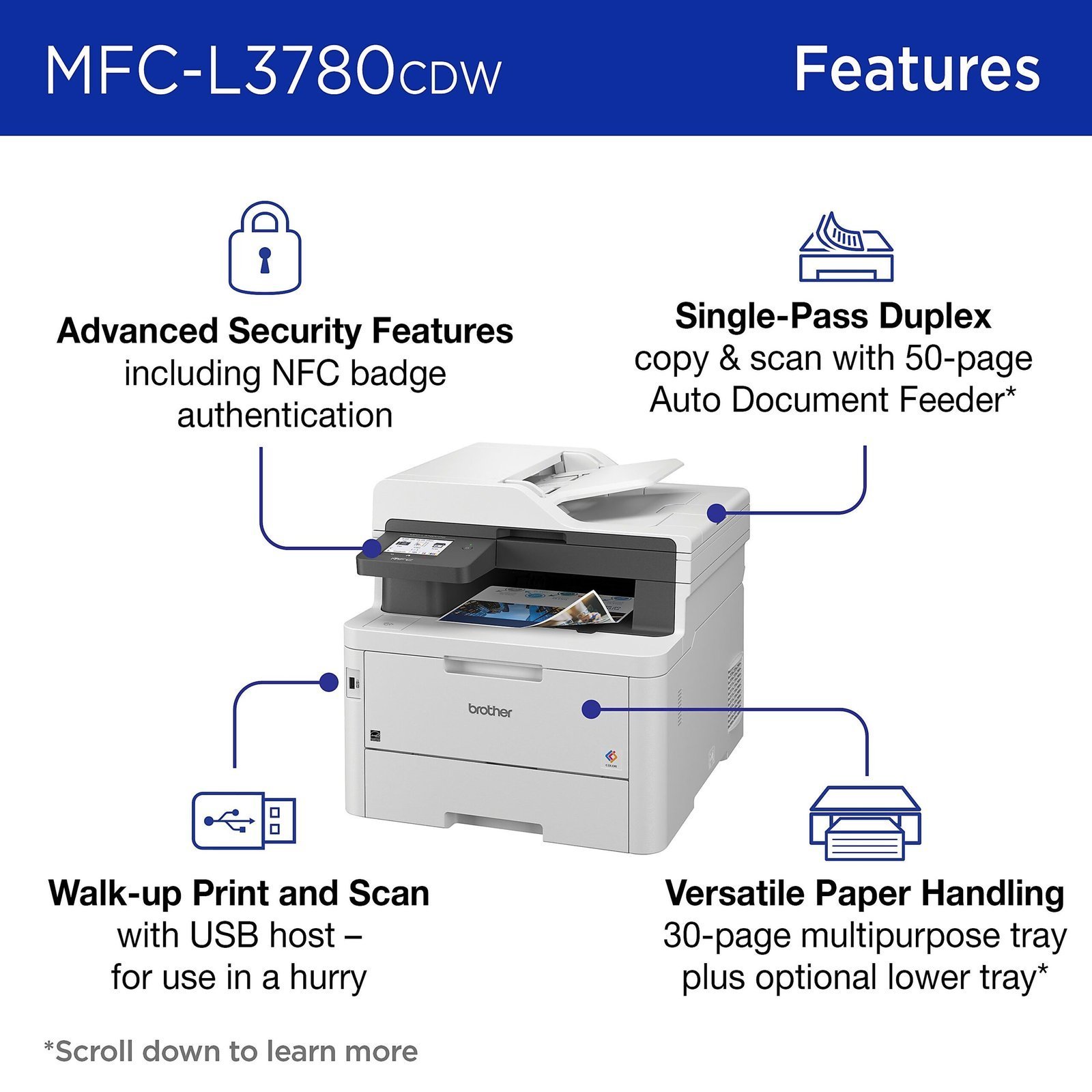 Brother MFC-L3780CDW Wireless Laser Color Printer - Image 2