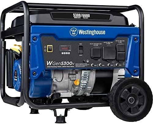 Westinghouse 6600 Peak Watt Home Backup Portable Generator, Transfer Switch Ready 30A Outlet, RV Ready 30A Outlet