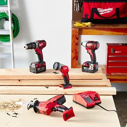 Milwaukee 2695-24 M18 18V Cordless Power Tool Combo Kit with Hammer Drill, Impact Driver, Reciprocating Saw, and Work Light (2 Batteries, Charger, and Tool Case Included) - Image 2