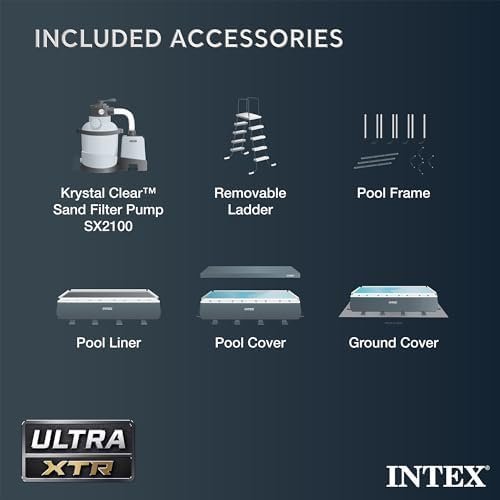 INTEX 26363EH Ultra XTR Deluxe Rectangular Above Ground Swimming Pool Set: 24ft x 12ft x 52in – Includes 2100 GPH Sand Filter Pump – Easy Assembly - Image 9