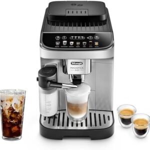 De’Longhi Magnifica Evo Automatic Espresso & Coffee Machine with Auto Milk Frother, Built-in Grinder & Auto-Clean Function – For Latte, Cappuccino, Americano, Iced Coffee, ECAM29084SB , Silver